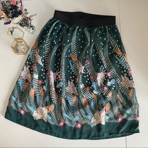 Green floral skirt